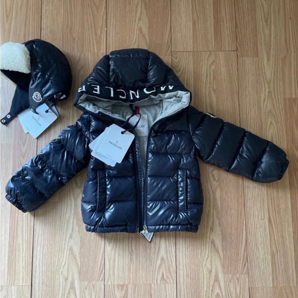Moncler Blue Jacket with Logo /hat bundle